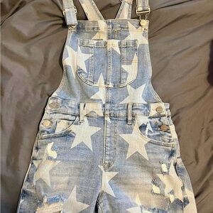 Star Pattern Denim Overalls